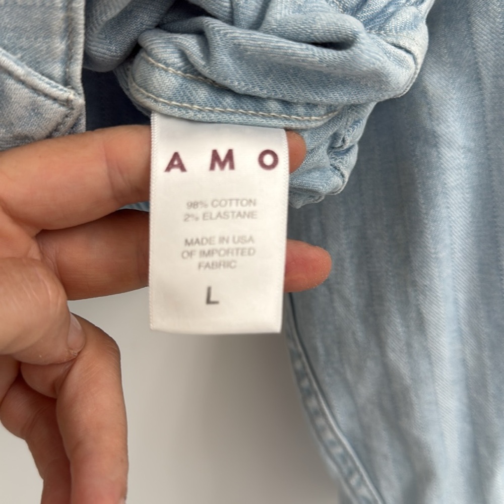 AMO Cropped Denim Jacket, Sz L - Picture 10 of 12